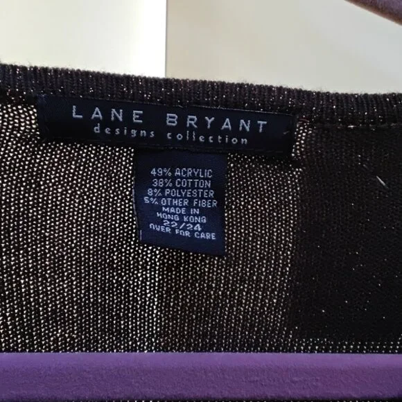 Lane Bryant Holiday Design Collection Metallic Bronze Weaving Dark Brown Sweater - Picture 8 of 9